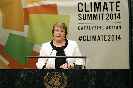 Cumbre de Nueva York: Presidenta Bachelet detalla políticas de Chile para ayudar a frenar el cambio climático