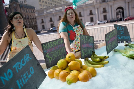 Feria sin Glaciares: Revisa la singular protesta de Greenpeace en La Moneda