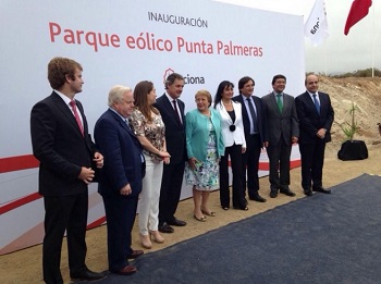 Inauguran Central Eólica Punta Palmeras de 45 MW de generación en Región de Coquimbo
