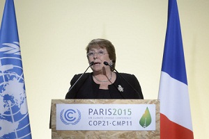 Bachelet en COP-21: «Países desarrollados son los llamados a ejercer un compromiso duradero y vinculante»