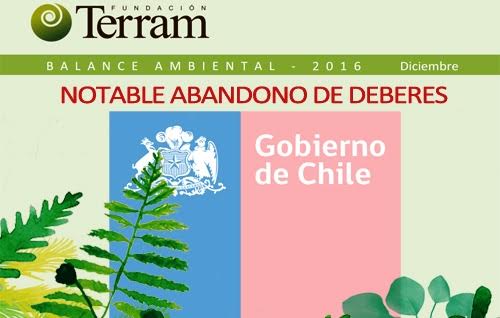 Fundación Terram entrega su Balance Ambiental 2016 apuntando al «pobre» desempeño del Gobierno
